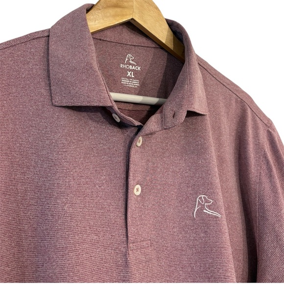 Rhoback Men's Polo Shirt in Mauve/Burgundy - Picture 2 of 7